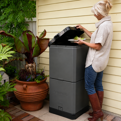 ORBILIMITED Hot Composter in Grey with Leachate Hose 200L